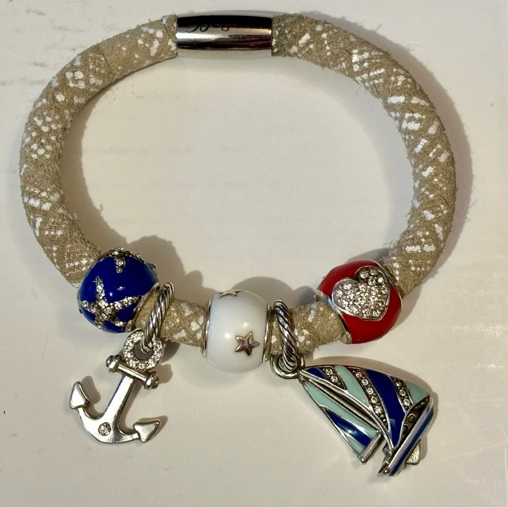 🆕Listing! Brighton Set Sail charm Sailboat in blue & aqua with crystals Retired